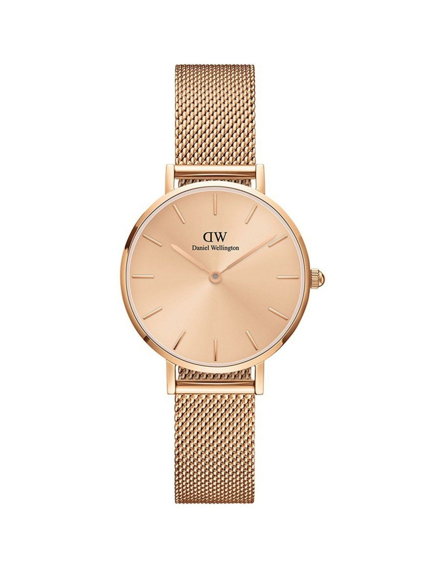 Accessories * | Daniel Wellington Discount Sale Petite Unitone Rose Pvd Round Dial Rose Pvd Case & Mesh Bracelet Gold