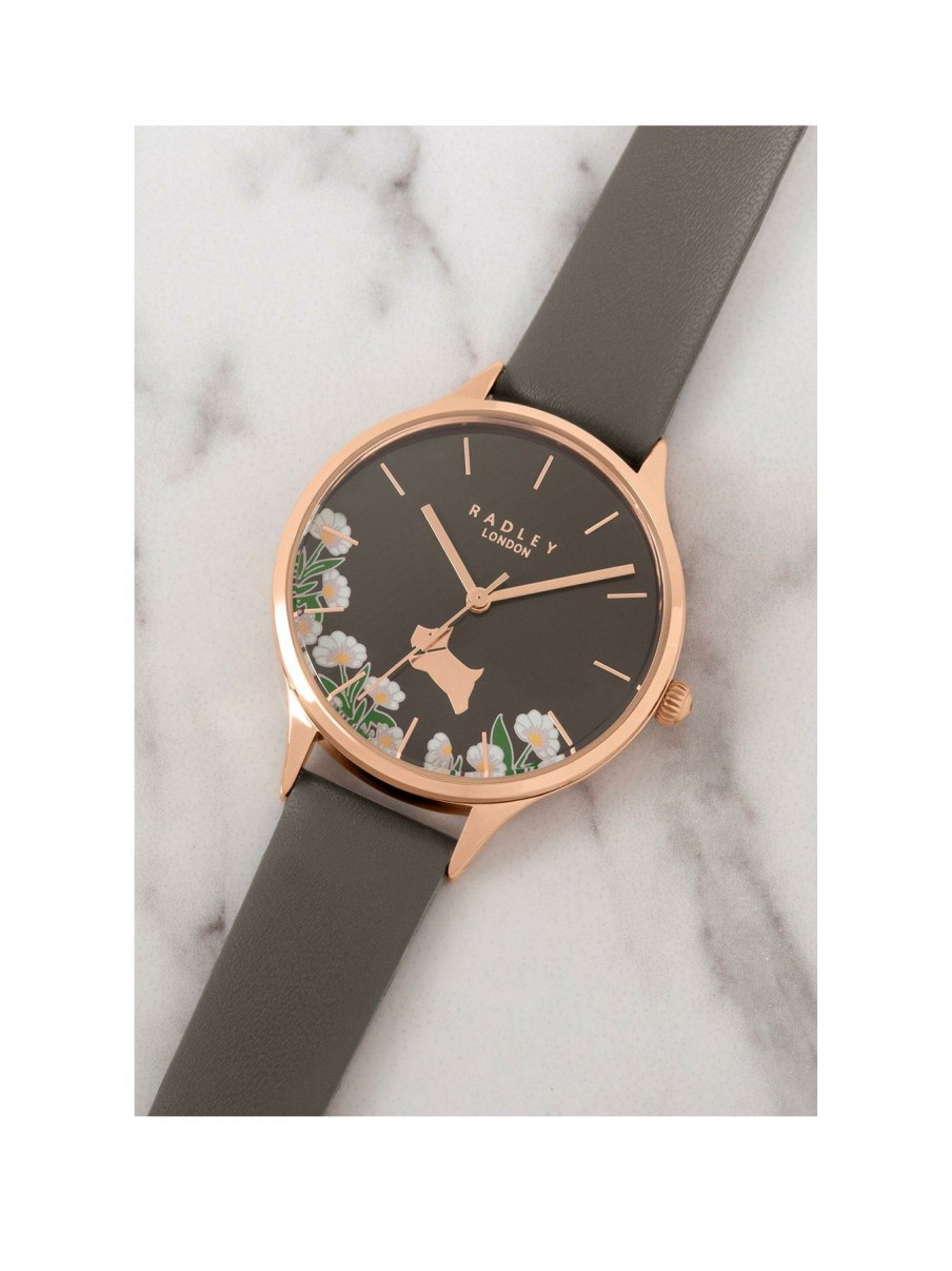 Accessories * | Radley Discount Sale Ladies Case With Floral Dial Thunder Strap Watch Ry21276 Rose Gold