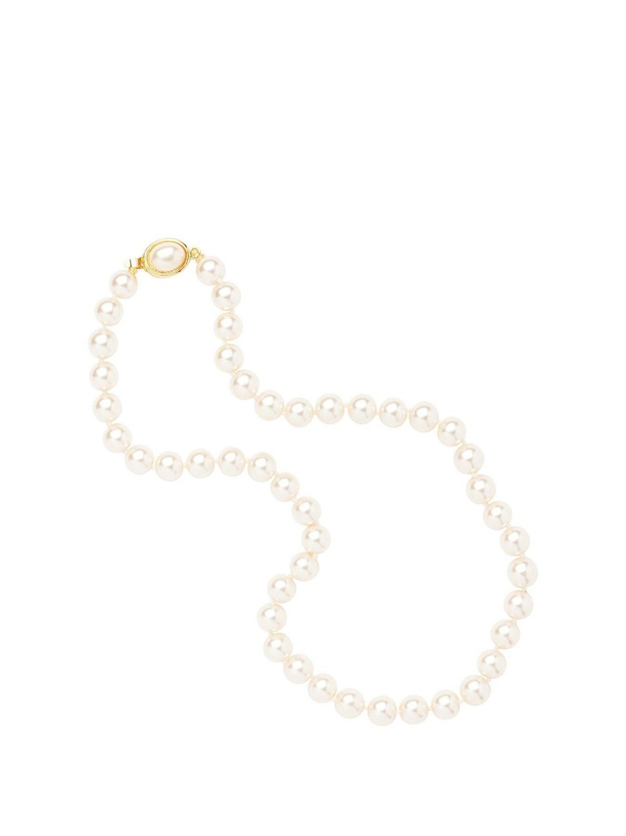 Accessories * | Jon Richard Fashionable And Gold 8Mm 16 Oval Pearl Clasp Necklace Cream