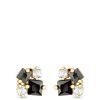 Accessories * | Jon Richard Discounts Gold Plated And Jet Mixed Stone Stud Earrings One Colour