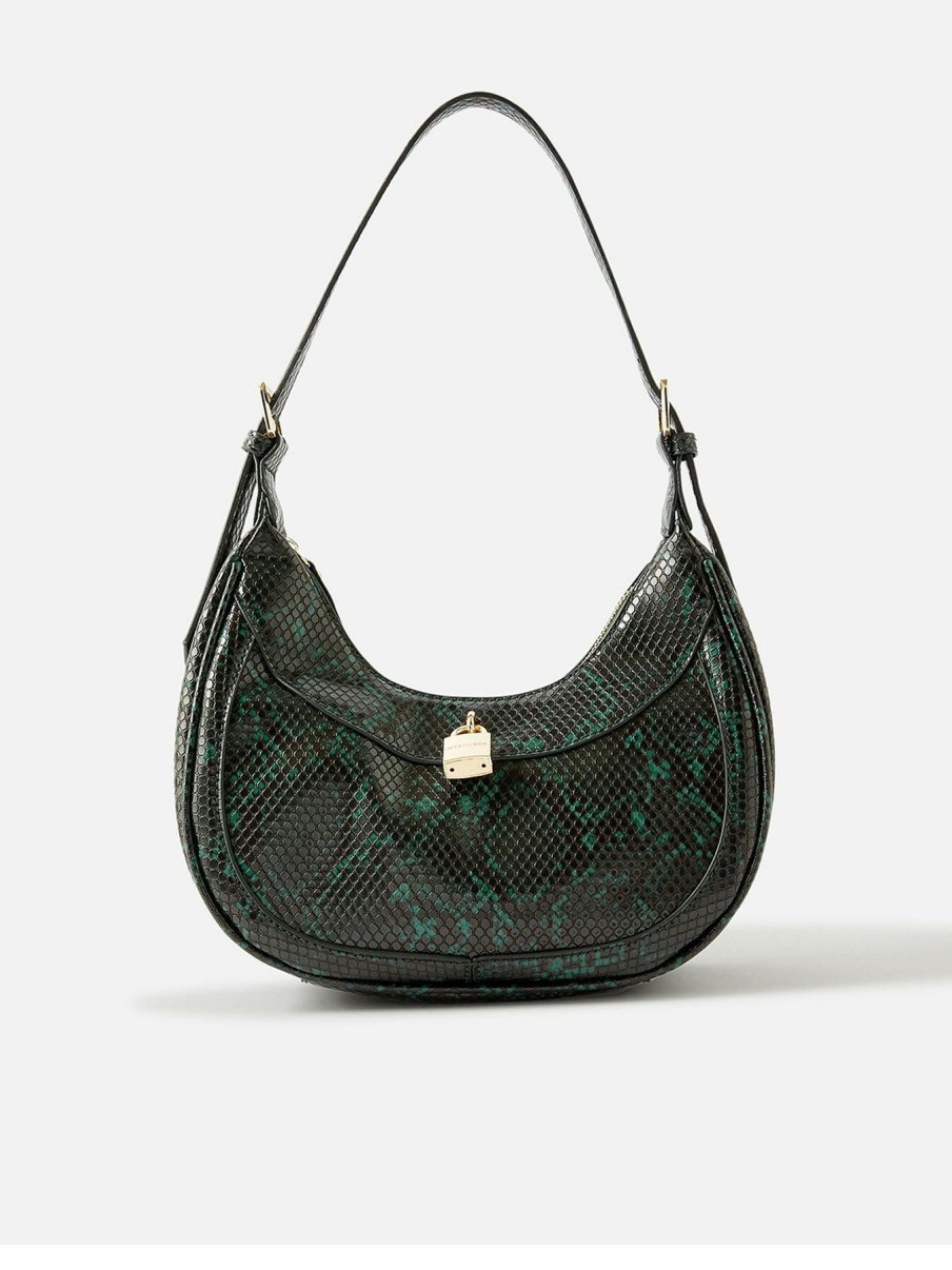 Accessories * | Accessorize Discount Snake Padlock Shoulder Bag Green