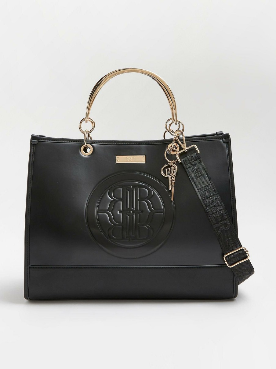 Accessories * | River Island Special Style Ri Embossed Tote Bag Black