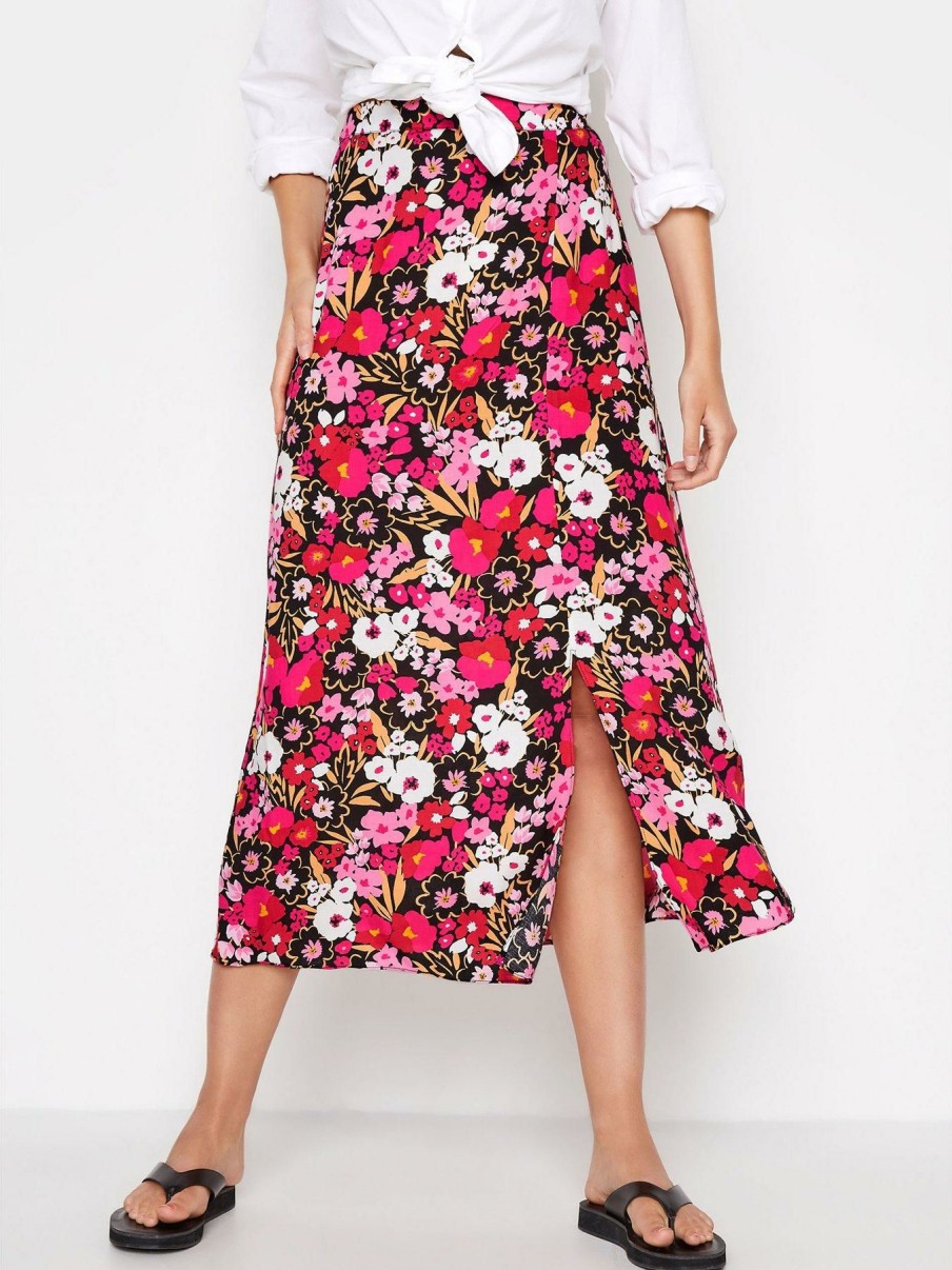 Clothing * | Long Tall Sally Original Bright Floral Skirt Pink