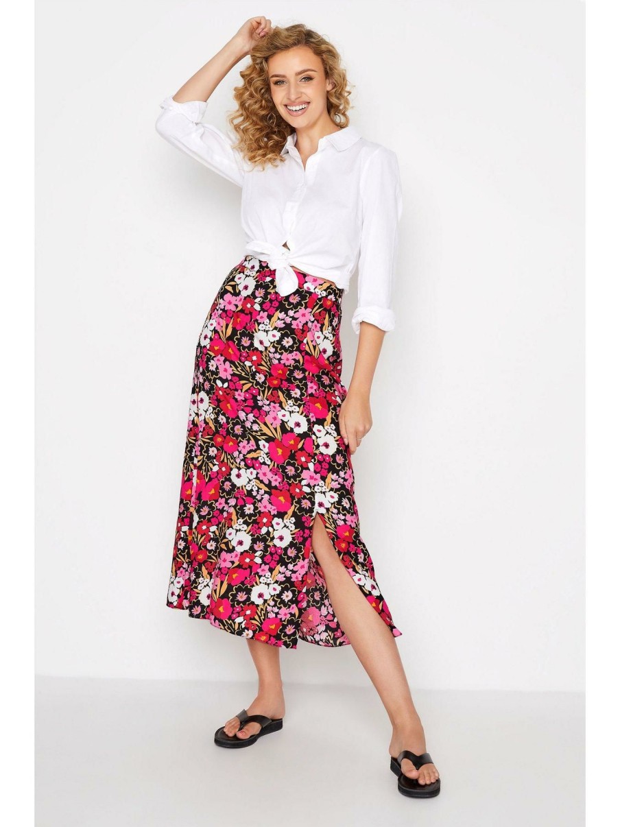 Clothing * | Long Tall Sally Original Bright Floral Skirt Pink