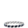 Accessories * | Jon Richard Original Sapphire Blue And Crystal Navette Stretch Bracelet Silver