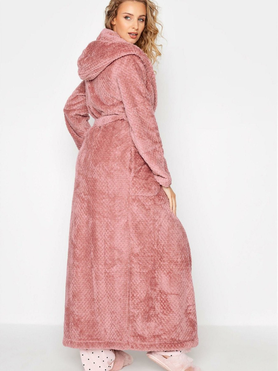 Clothing * | Long Tall Sally Online Discount Honeycomb Hooded Robe Pink