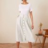 Clothing * | Monsoon Discount Sale Fine Stripe Button Thru Skirt Ivory