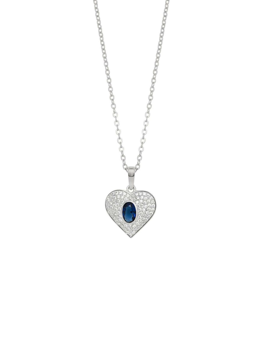 Accessories * | Jon Richard Online Discount Plate And Blue Cubic Zirconia Heart Pendant Silver