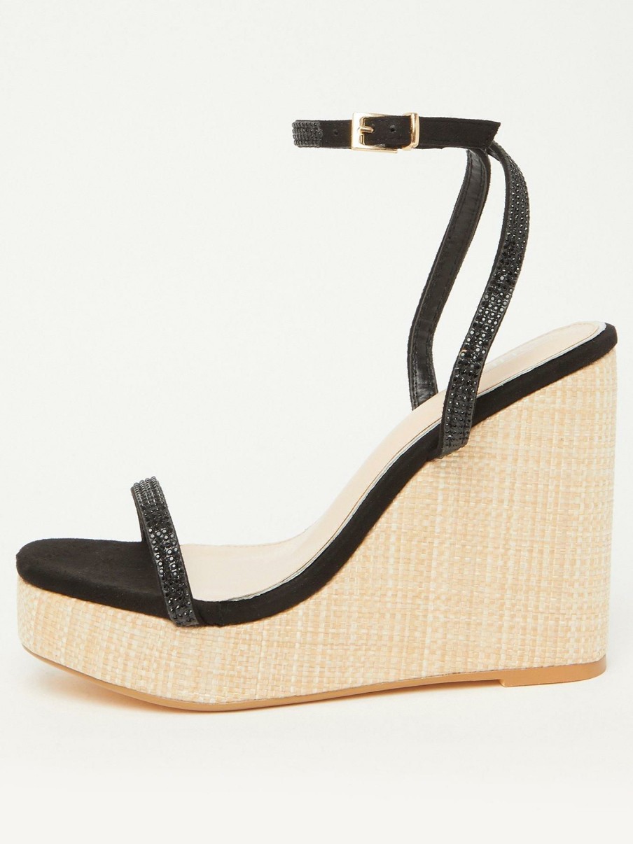 Shoes * | Quiz Unique Embellished Strappy Wedges