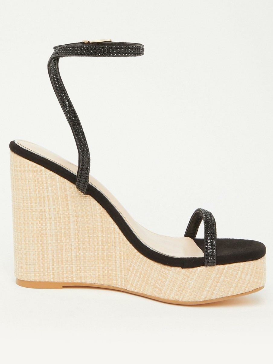 Shoes * | Quiz Unique Embellished Strappy Wedges