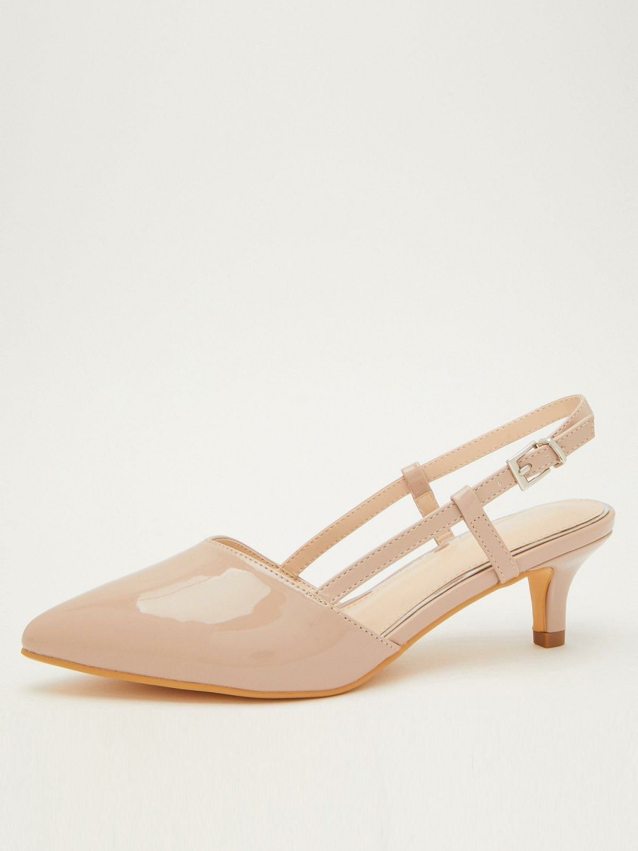 Shoes * | Quiz Limited Edition Faux Leather Slingback Court Heels