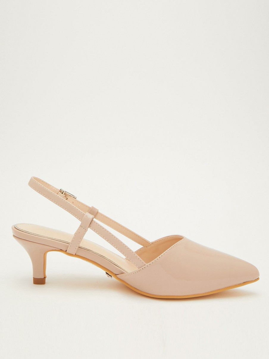 Shoes * | Quiz Limited Edition Faux Leather Slingback Court Heels