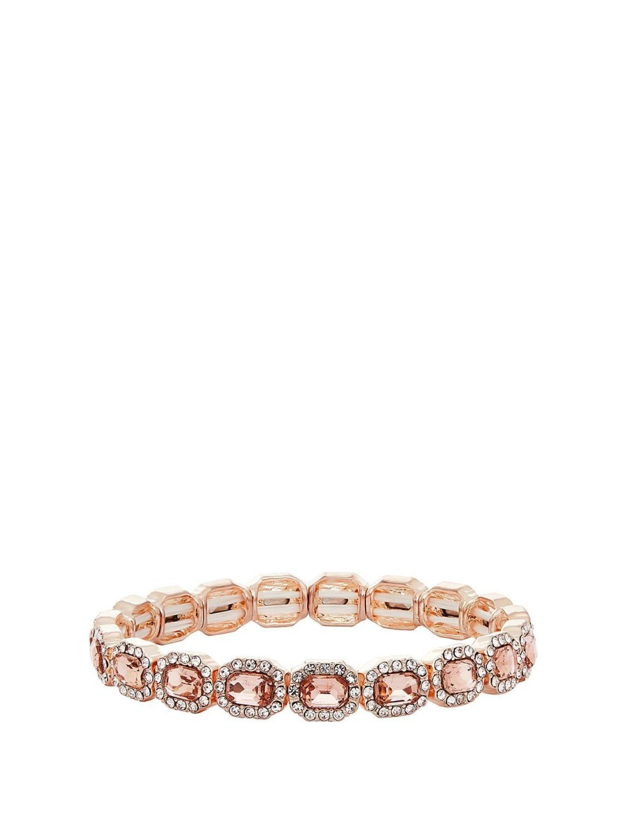 Accessories * | Jon Richard Official Plated Crystal Stretch Bracelet Rose Gold