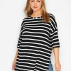 Clothing * | Yours Limited Edition Clothing Oversized Stripe T-Shirt. Black/White