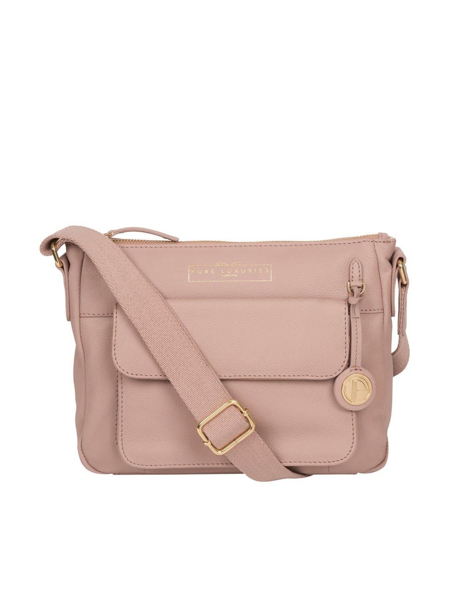 Accessories * | Pure Luxuries London Exquisite Gifts Tindall Zip Top Leather Shoulder Bag Pink