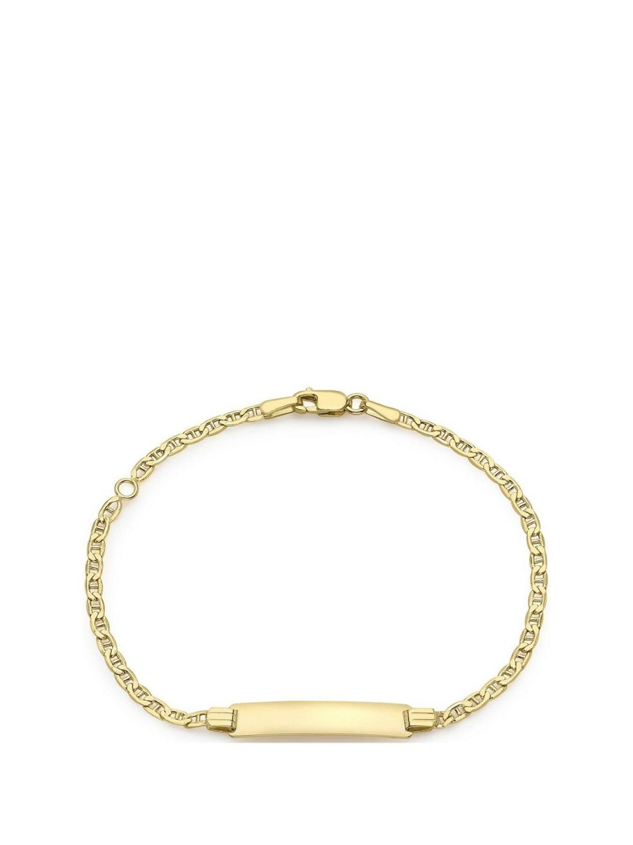 Accessories * | Love Gold Cheaper 9Ct Gold Flat Chain Id Bar Bracelet One Colour