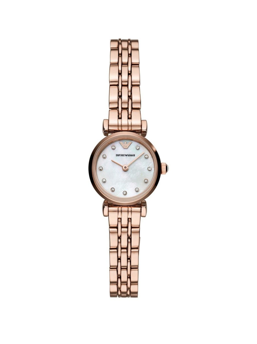 Accessories * | Emporio Armani Original Womens Two-Hand Tone Stainless Steel Watch Rose Gold