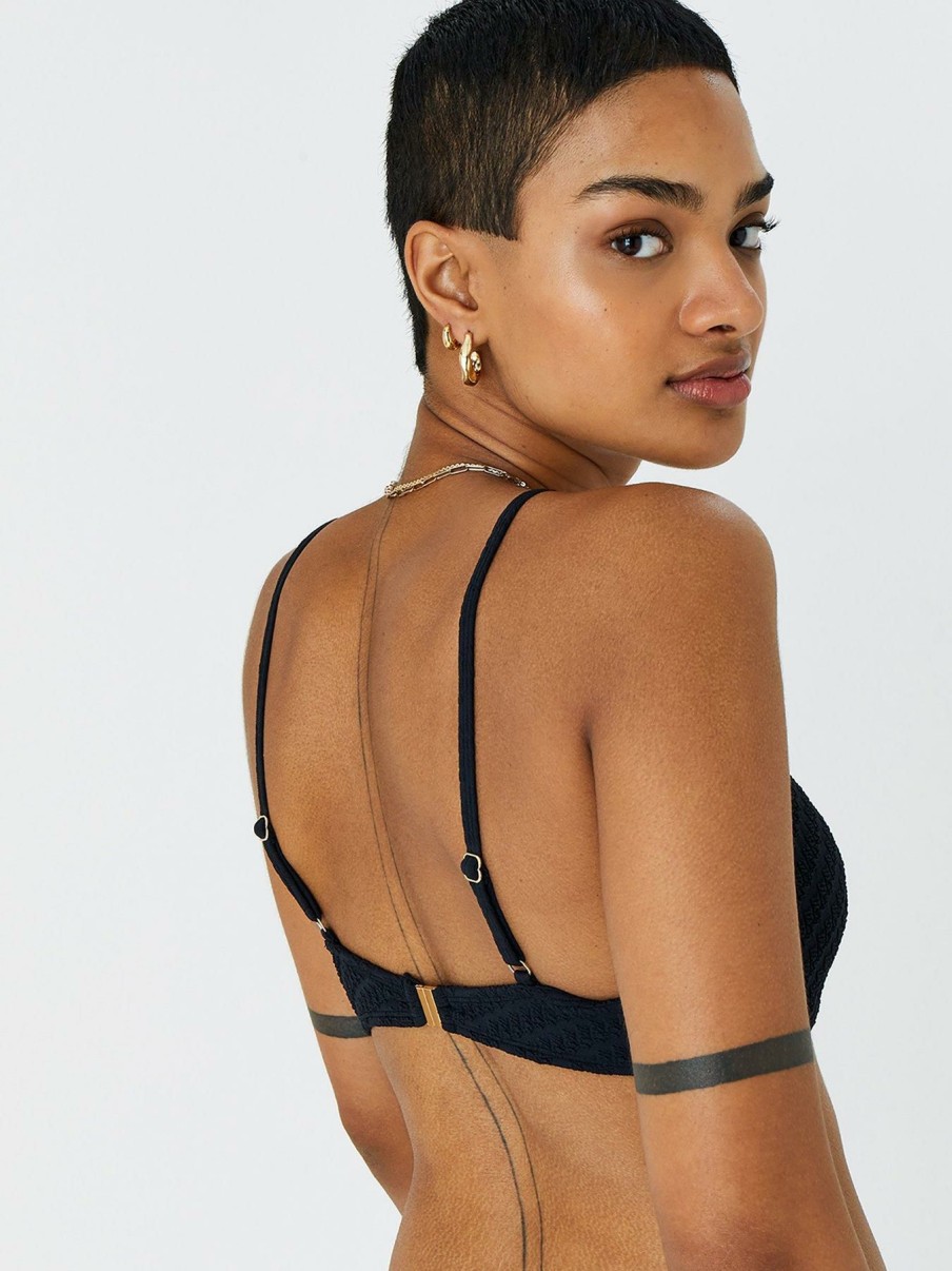 Clothing * | Accessorize Discounts Black Texture Ring Crop Top