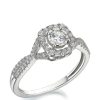 Accessories * | Love Diamond Unique 9Ct White Gold 45 Point Diamond Halo Ring