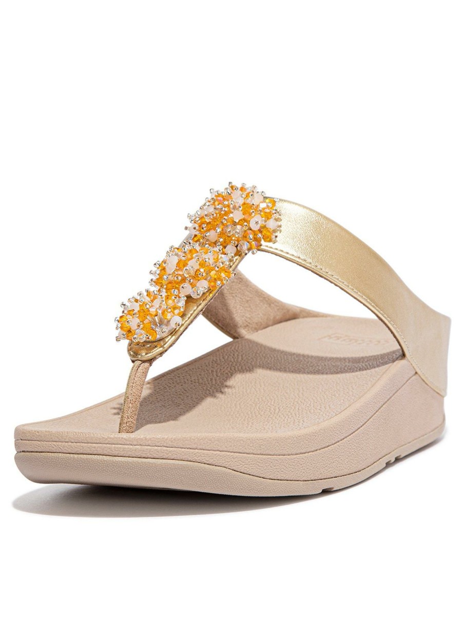 Shoes * | Fitflop Limited Edition Fino Bead-Cluster Toe-Post Sandals Gold