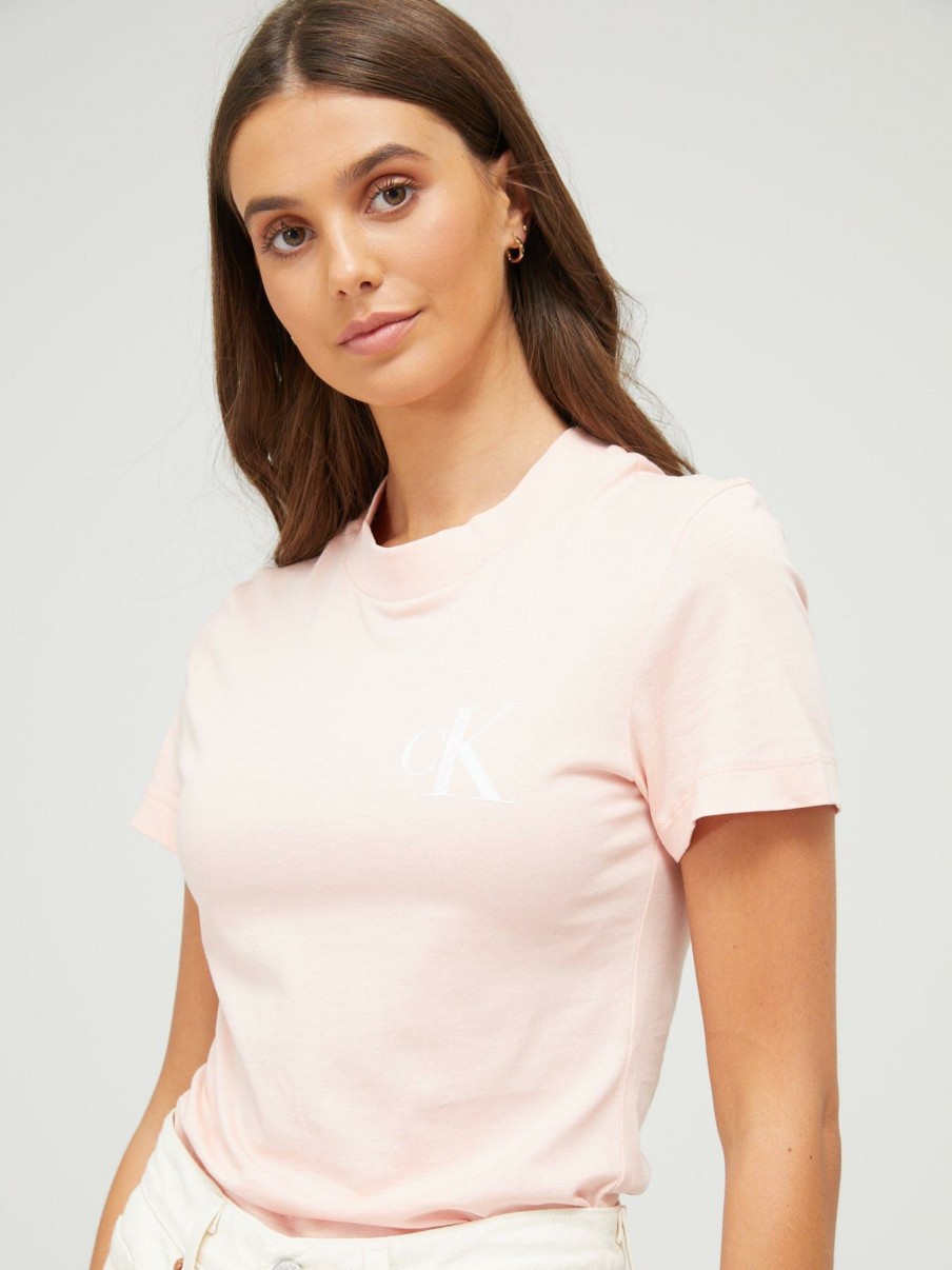 Clothing * | Calvin Klein Jeans Unique Ck Institutional Tee Pink