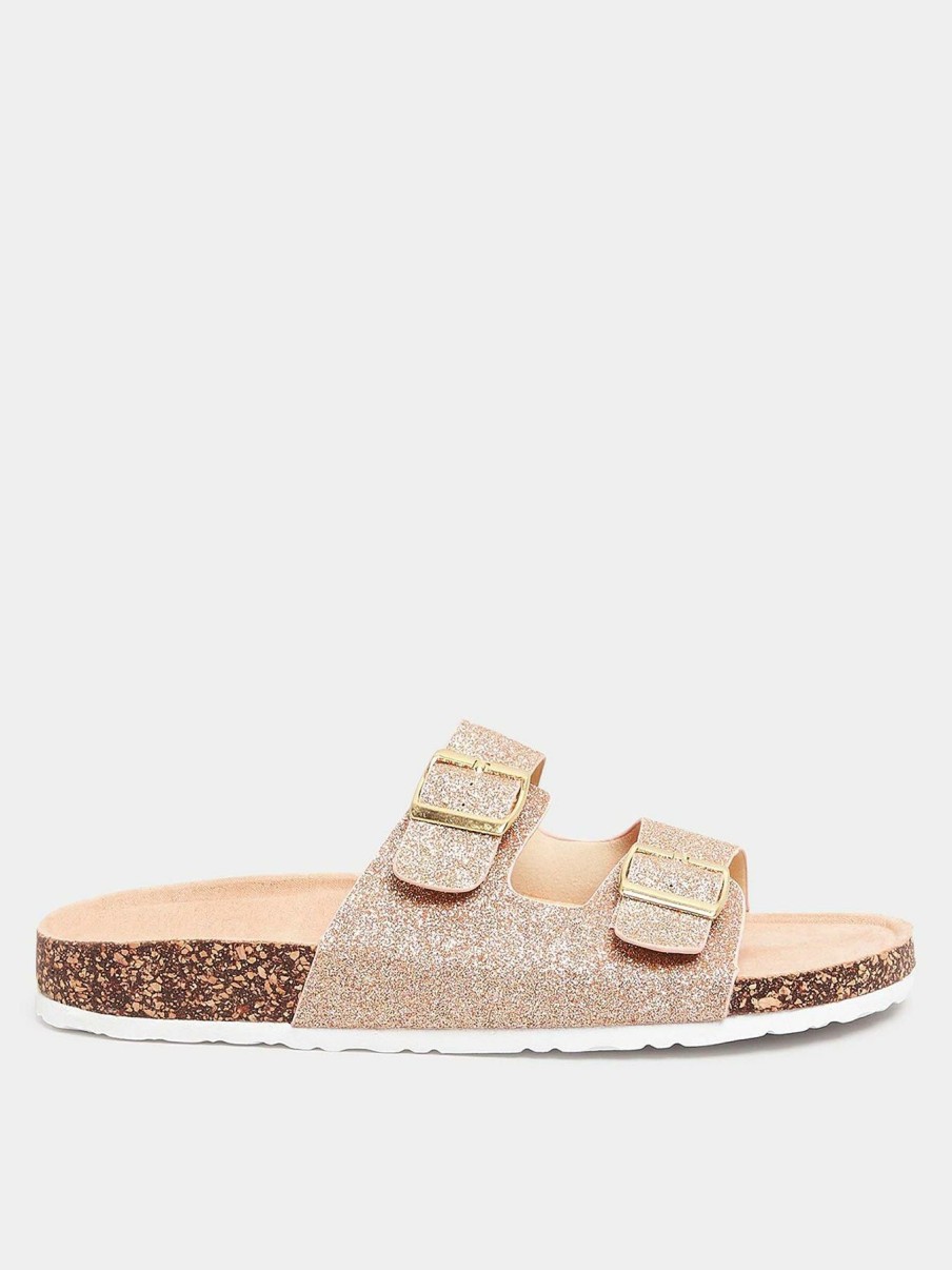 Shoes * | Long Tall Sally Special Style Glitter Footbed Rose Gold