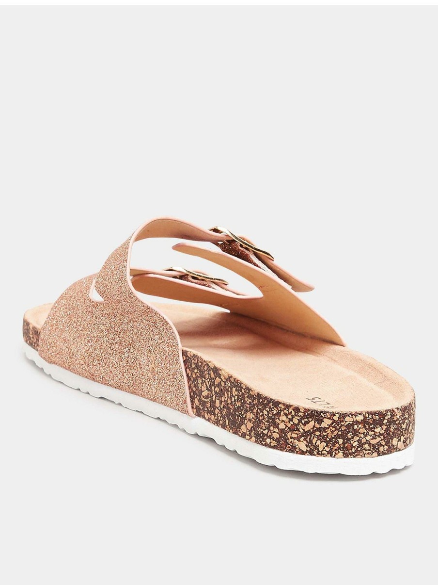 Shoes * | Long Tall Sally Special Style Glitter Footbed Rose Gold