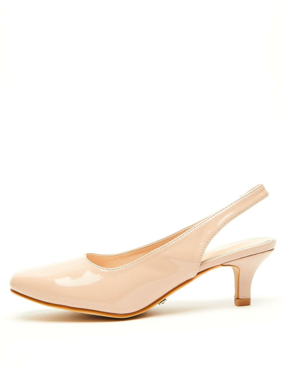 Shoes * | Quiz Discount Store Wide Fit Low Court Heels Nude