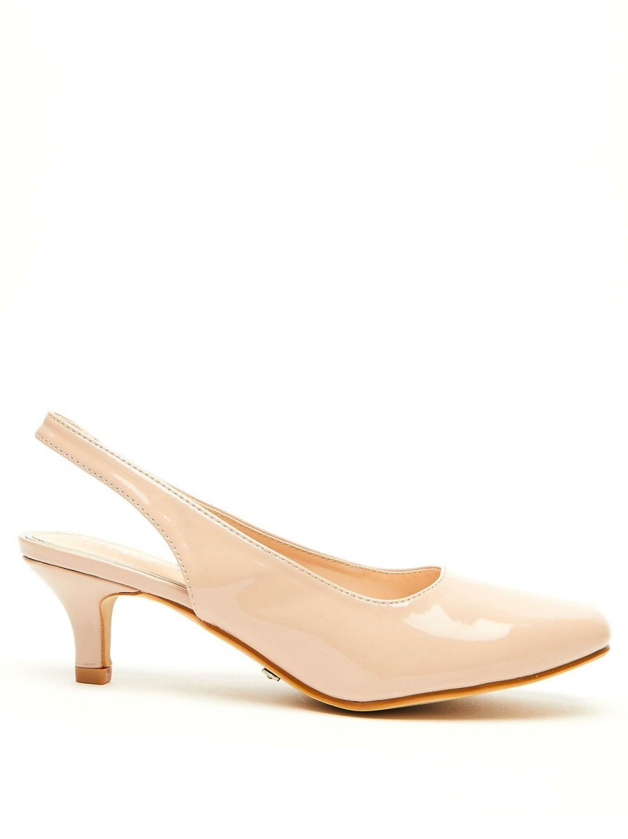 Shoes * | Quiz Discount Store Wide Fit Low Court Heels Nude