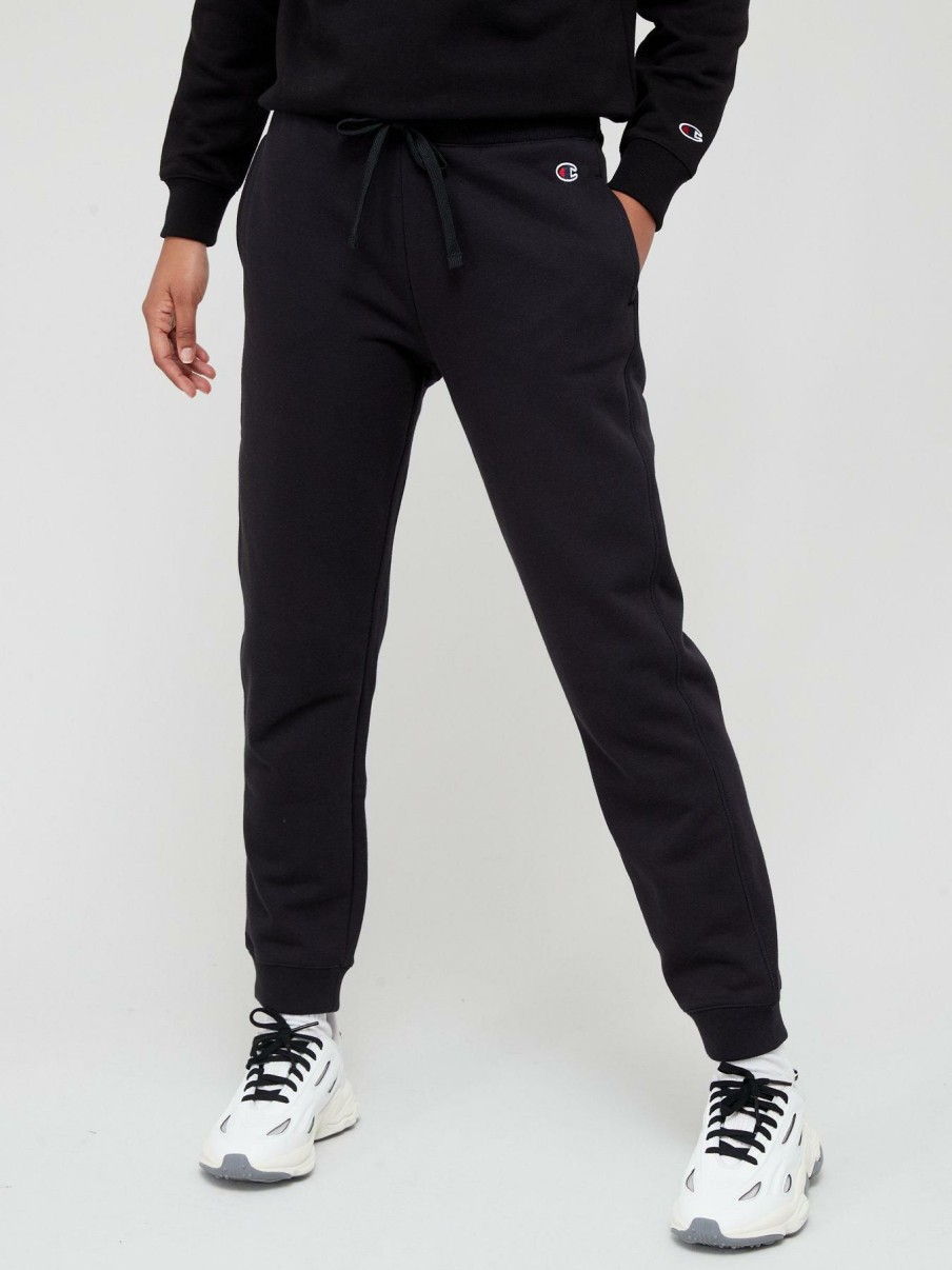 Clothing * | Champion Unique Small Logo Cuffed Jogging Bottom Black