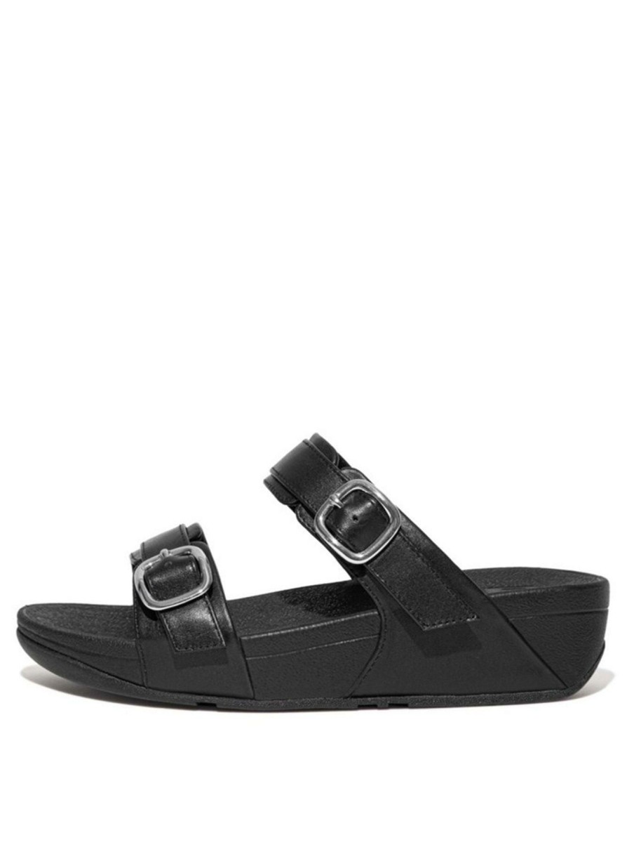 Shoes * | Fitflop Premium Lulu Adjustable Leather Slides