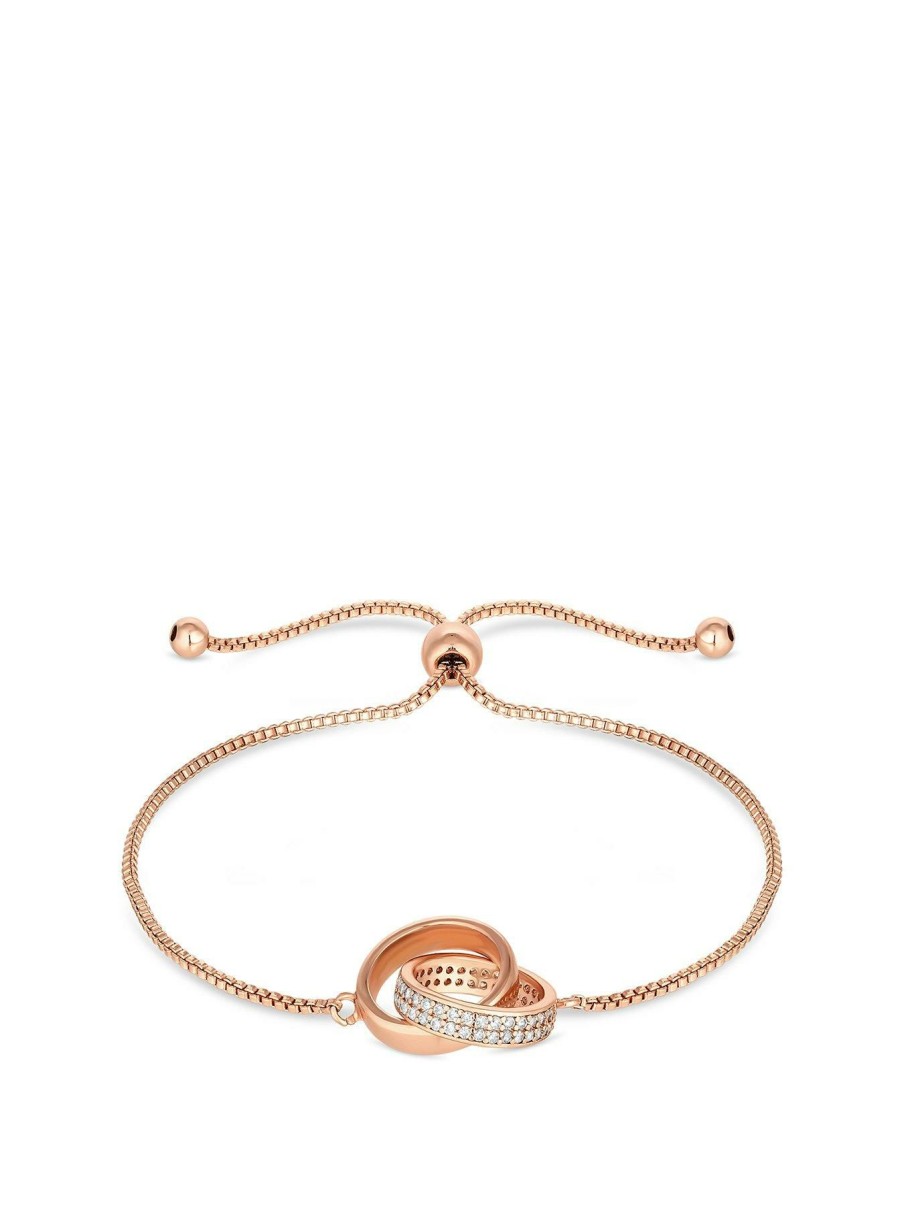 Accessories * | Jon Richard Limited Edition Plated Glass Pave Chunky Interlink Toggle Bracelet Rose Gold