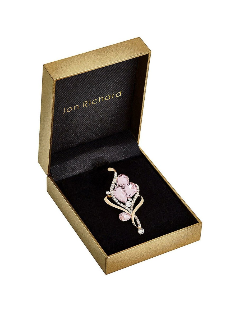 Accessories * | Jon Richard Opening Sales Gold And Pink Bouquet Brooch Silver