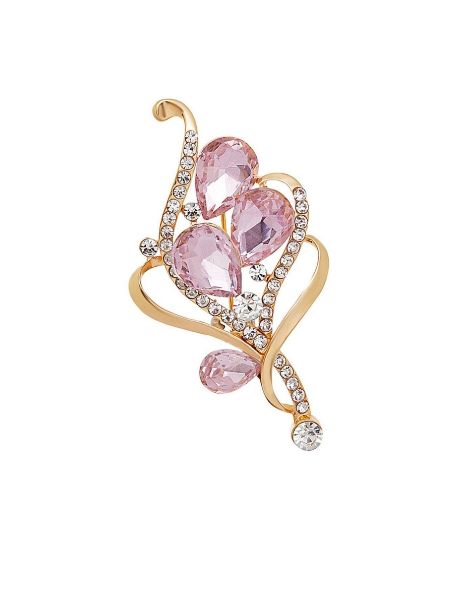 Accessories * | Jon Richard Opening Sales Gold And Pink Bouquet Brooch Silver