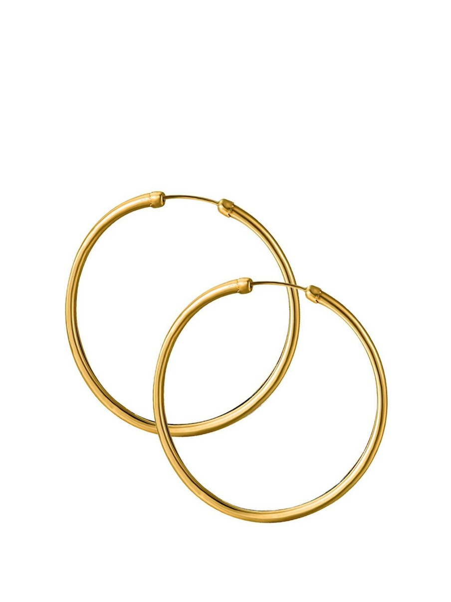 Accessories * | Love Outlet Sale 9Ct Rolled 45Mm Large Hoop Earrings Gold