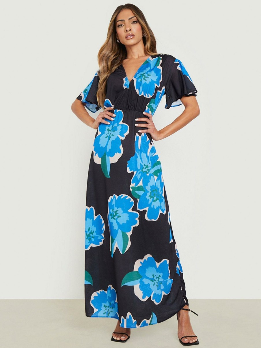 Clothing * | Boohoo Outlet Sale Floral Wrap Maxi Dress