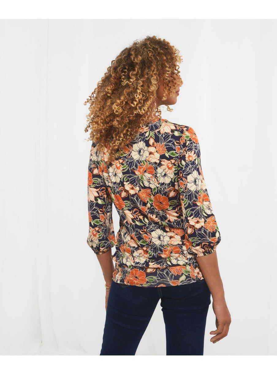 Clothing * | Joe Browns Outlet Sale Bold And Beautiful Shirred Top -Navy