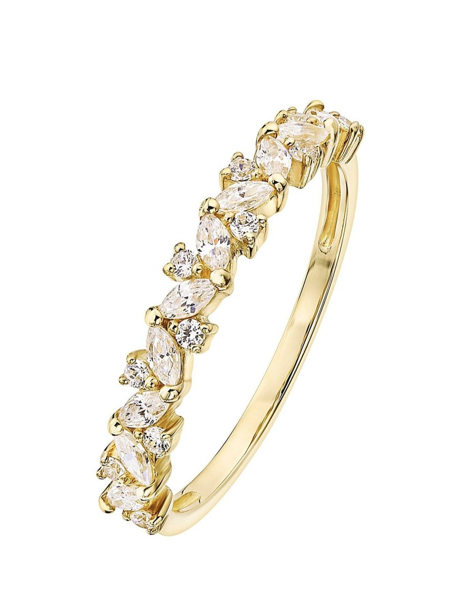 Accessories * | Love Gold Fashionable 9Ct Yellow Gold White Cubic Zirconia Half Eternity Ring