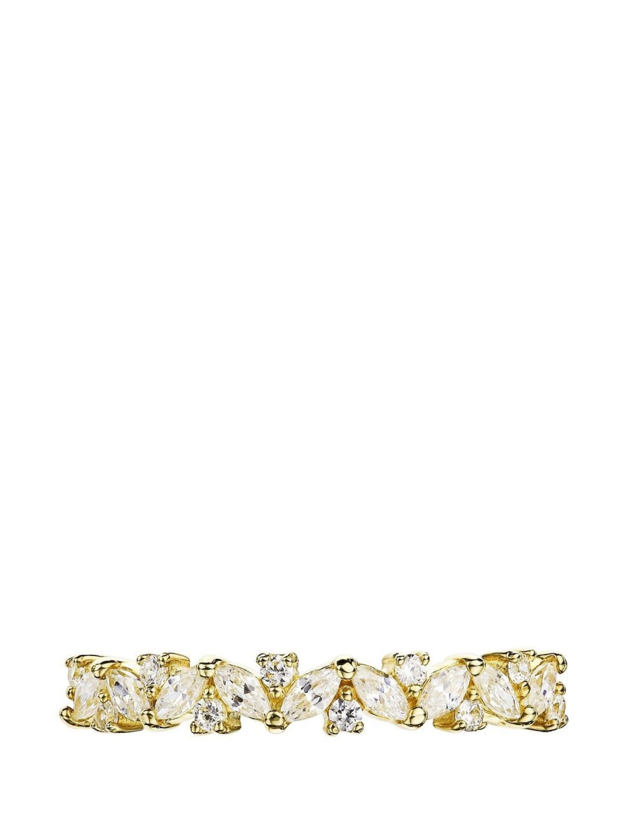 Accessories * | Love Gold Fashionable 9Ct Yellow Gold White Cubic Zirconia Half Eternity Ring