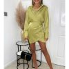 Clothing * | Ax Paris Outlet Sale Chartreuse Wrap Mini Dress Lime