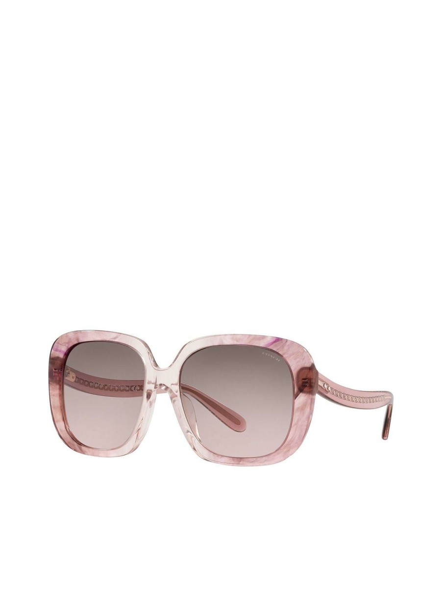 Accessories * | Coach Discount Sale Transparent Pink Square Sunglasses