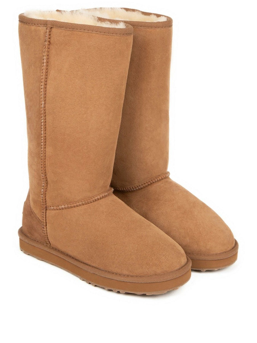 Shoes * | Just Sheepskin Discounts Ladies Tall Classic Sheepskin Boot Chestnut