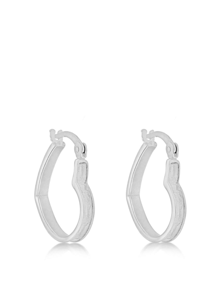 Accessories * | The Love Silver Collection Opening Sales Sterling Silver Stardust Heart Creole Hoop Earrings One Colour