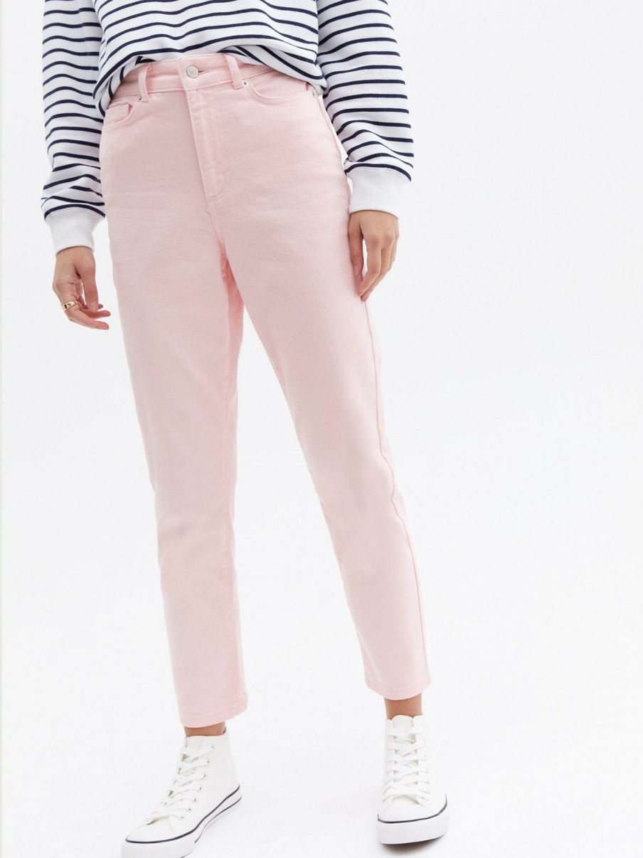 Clothing * | New Look Special Style Samwell Waist Enhance Mom Jean Pink