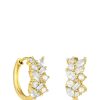 Accessories * | Jon Richard Online Gold Plated Scattered Crystal And Pearl Hoop Earrings Yellow Gold