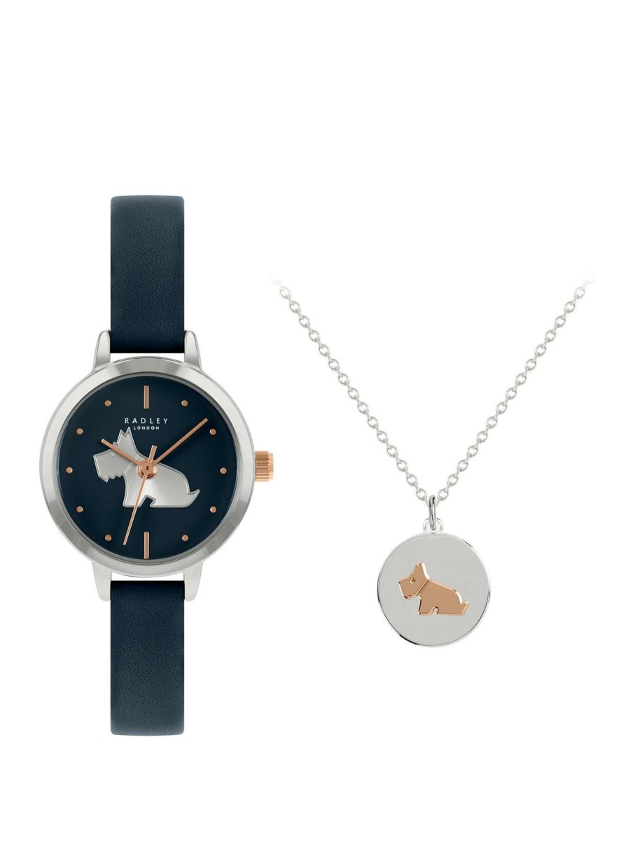 Accessories * | Radley Unique Ladies Watch & Necklace Gift Set Navy