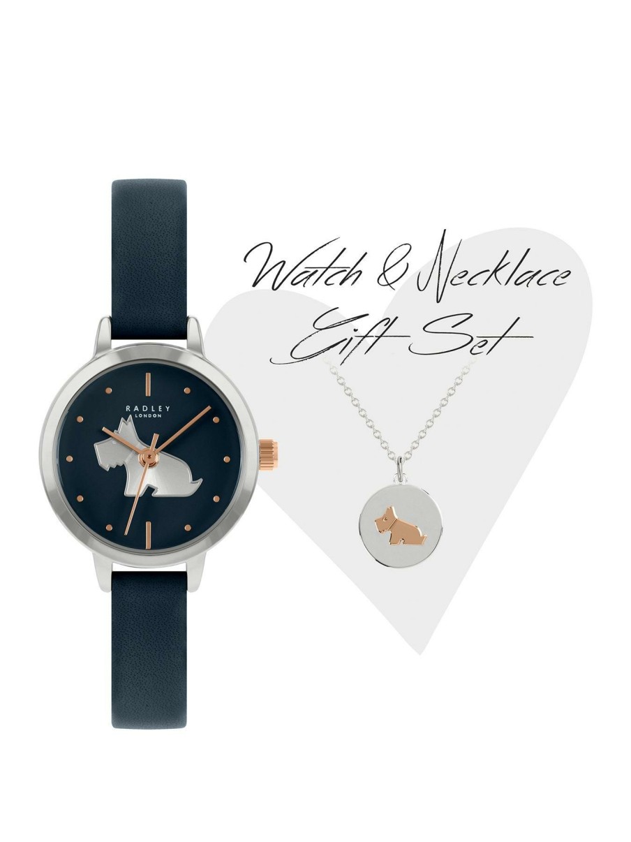 Accessories * | Radley Unique Ladies Watch & Necklace Gift Set Navy