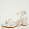 Shoes * | Quiz Discount Bridal Satin Knot Heeled Sandals