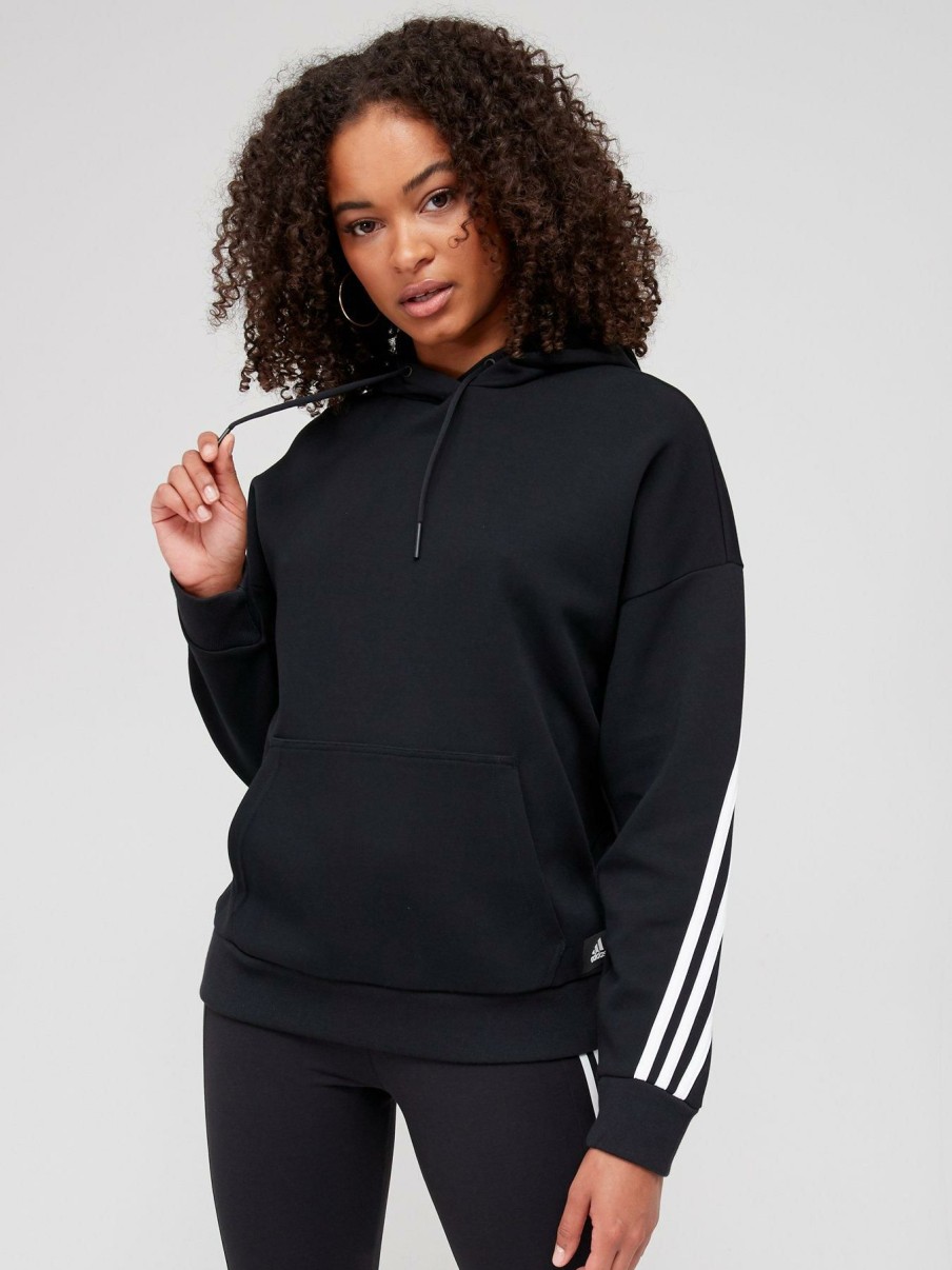 Clothing * | Adidas Discount Store Future Icons 3 Stripes Pullover Hoodie Black