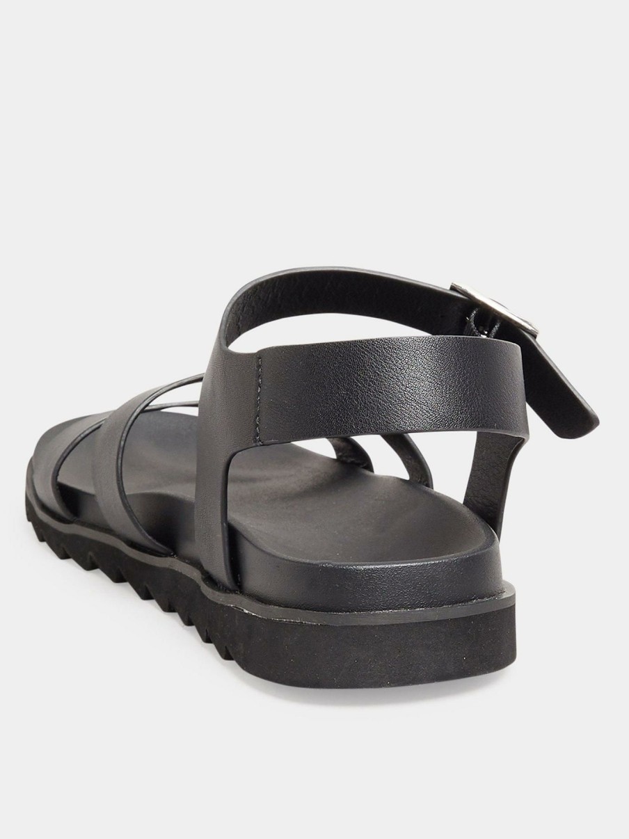 Shoes * | Long Tall Sally Limited Edition Lala Buckle Footbed Sandal Black